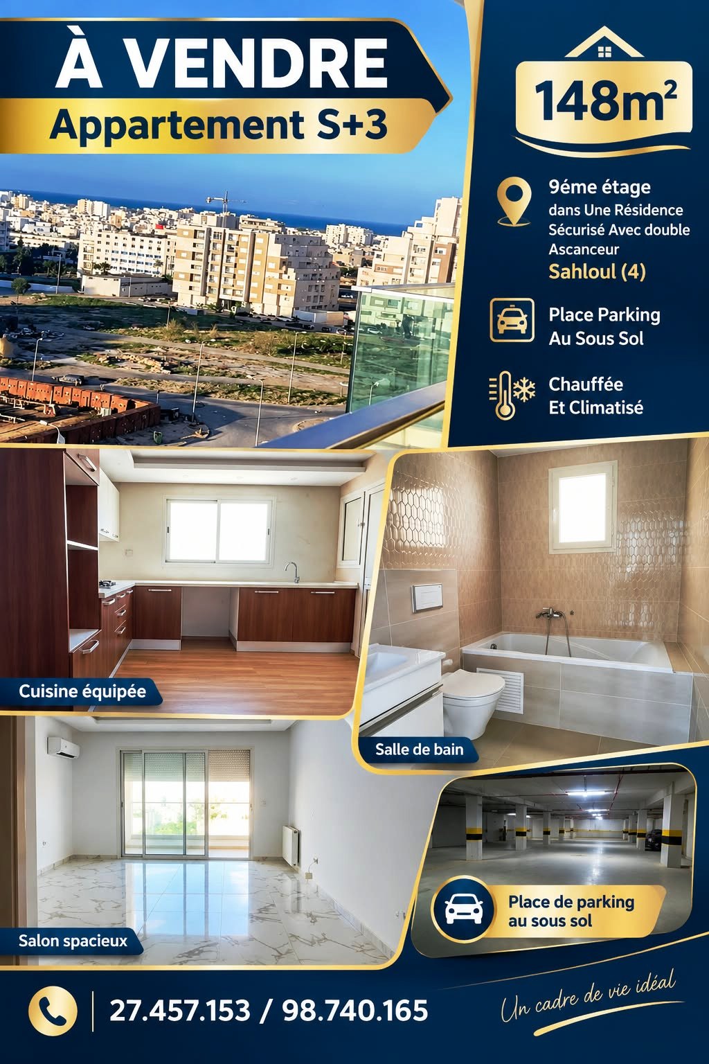 Sousse Jaouhara&nbsp;Sahloul&nbsp;Vente&nbsp;Appart. 4 pi�ces&nbsp;Tr�s cool appartement s3 � sahloul 4