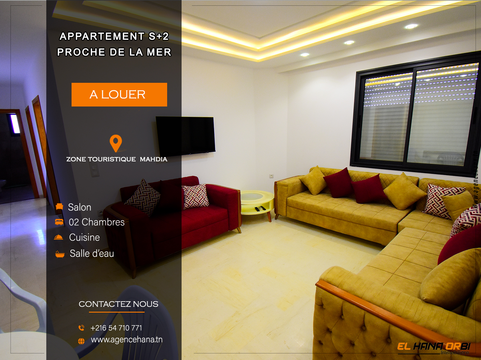 Mahdia&nbsp;Mahdia&nbsp;Location&nbsp;Appart. 2 pi�ces&nbsp;S2 � mahdia proche de la plage