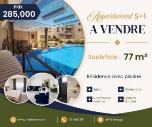 Hammamet&nbsp;Cite Afh&nbsp;Vente&nbsp;Appart. 1 pi�ce&nbsp;Appartement s1 haut standing ref816a