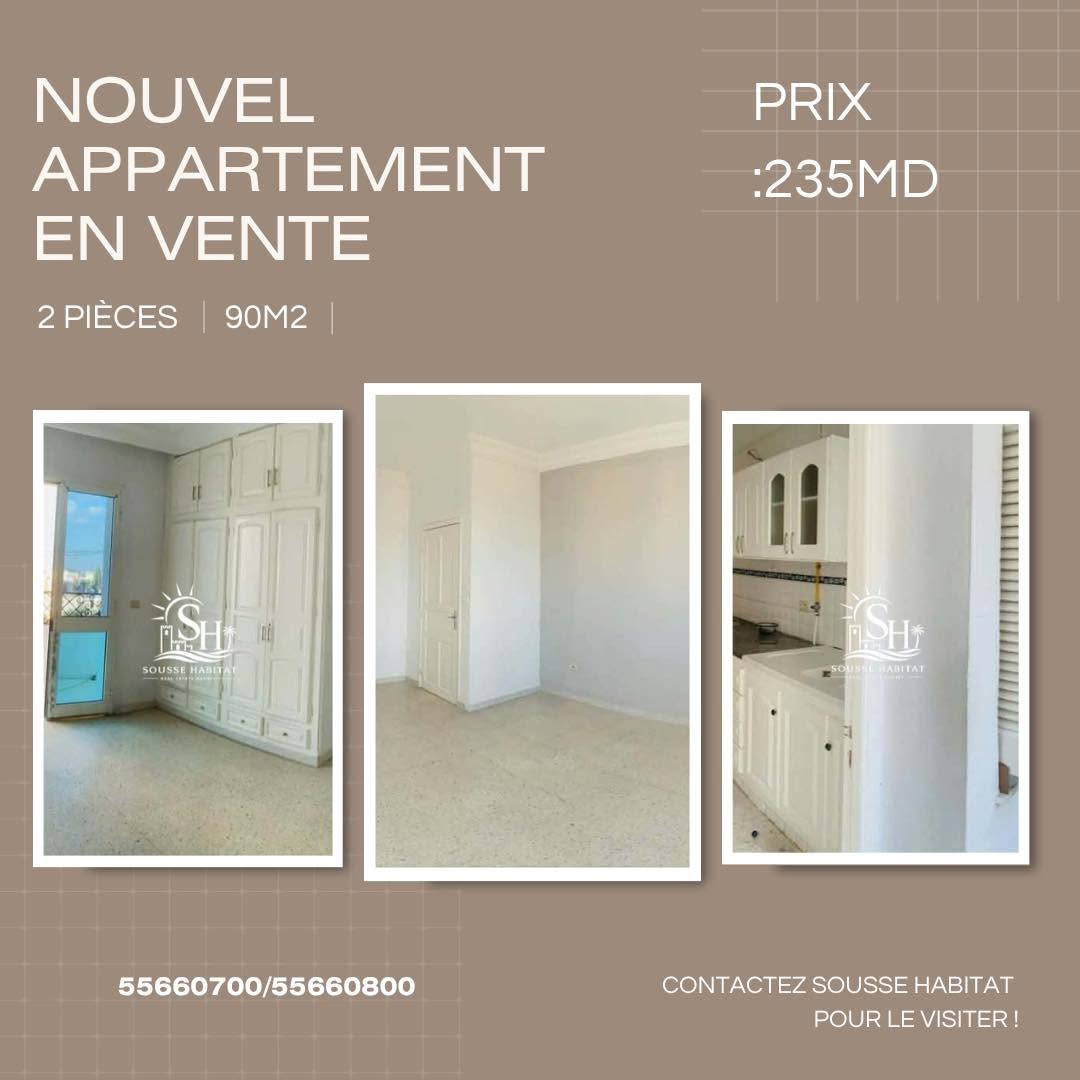 Sousse Jaouhara&nbsp;Cite Sahloul&nbsp;Vente&nbsp;Appart. 2 pi�ces&nbsp;Spacieux appartement
